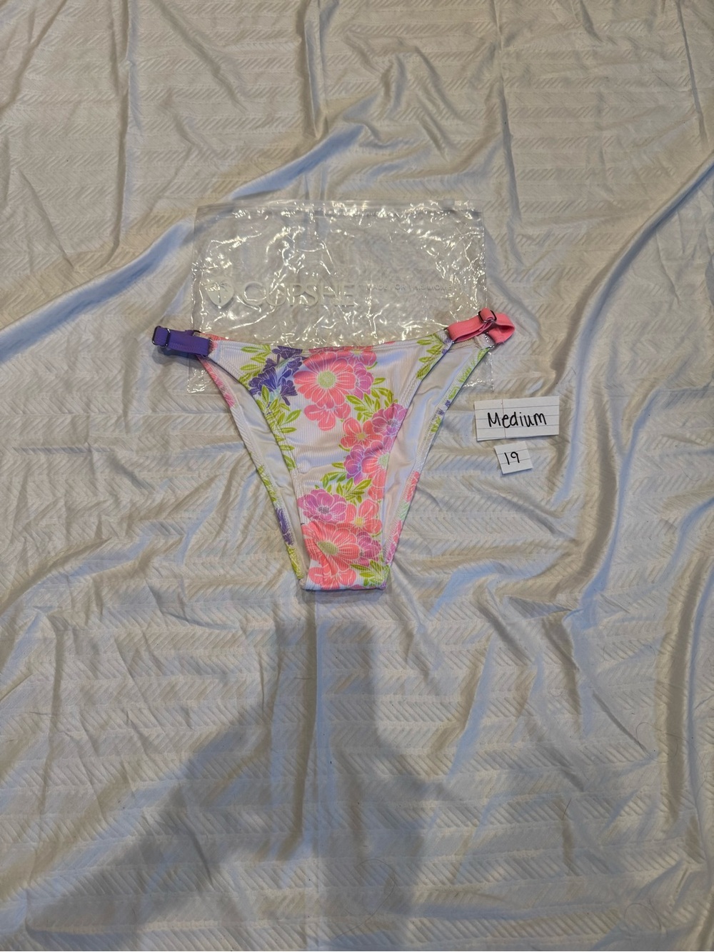 CUPSHE Floral Bikini Bottoms - Pink & Purple Medium
